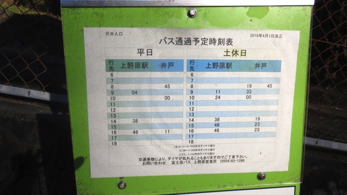 沢井入口 バス 時刻表