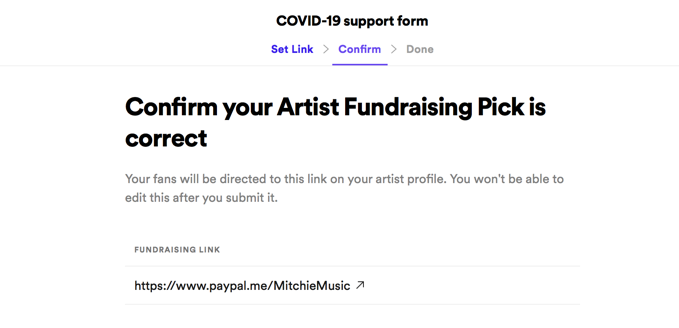 spotify artist fundraising pick